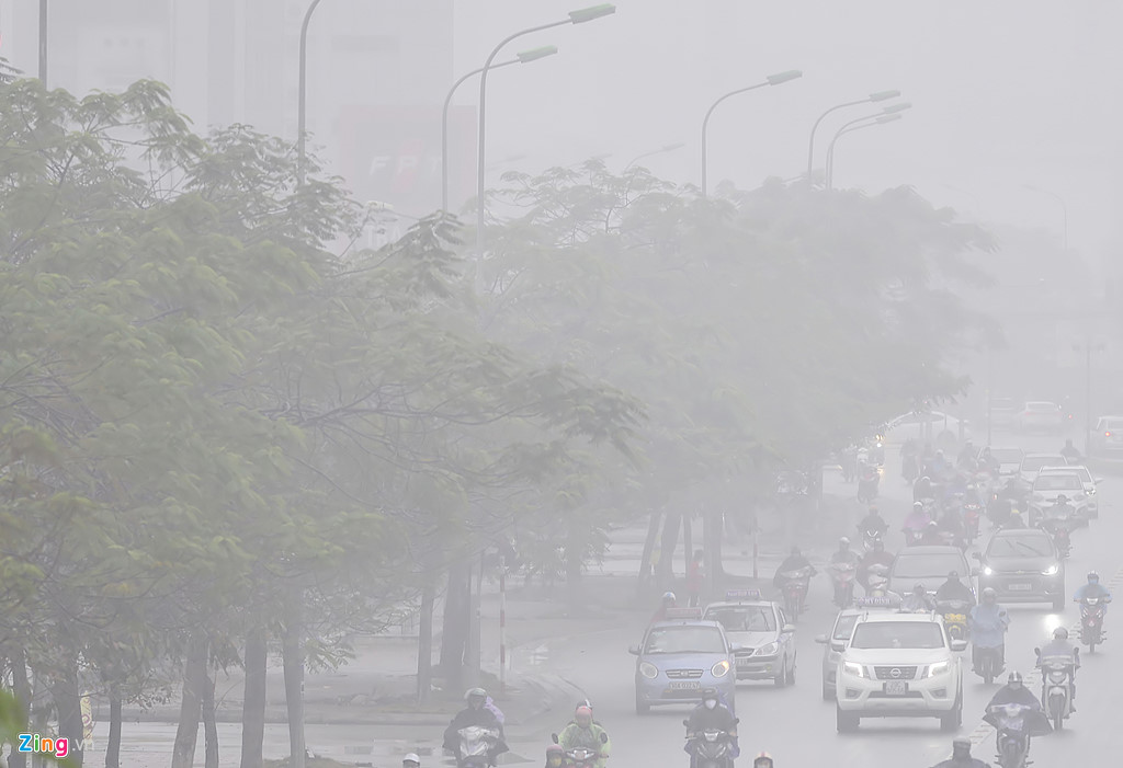 suong mu bao phu ha noi ca ngay lan dem