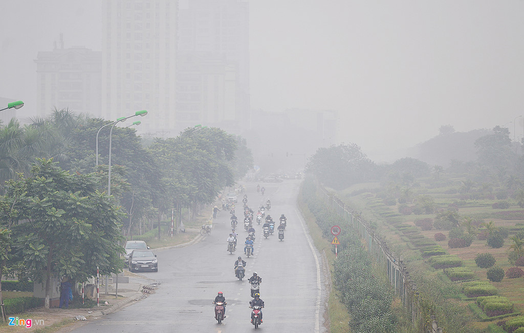 suong mu bao phu ha noi ca ngay lan dem