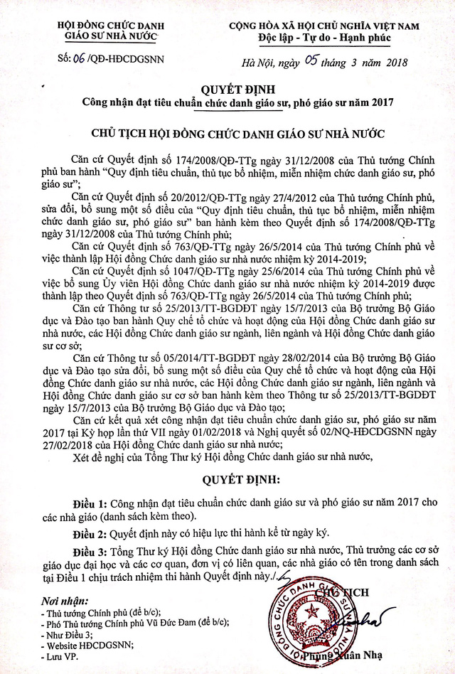 danh sach 1131 ung vien duoc cong nhan chuc danh giao su pho giao su sau khi ra soat