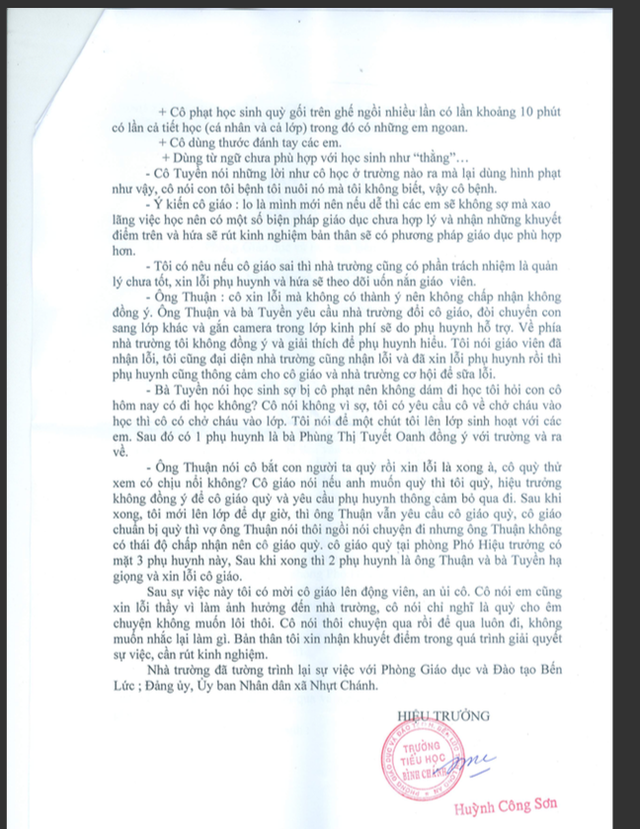 vu co giao quy truoc phu huynh tuong trinh cua hieu truong