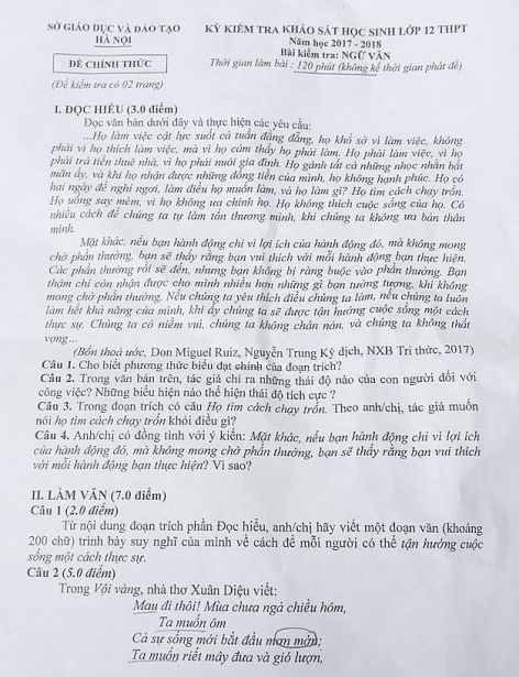 Dù biết trước, nhiều học sinh vẫn bất ngờ vì đề thi khảo sát lớp 12 môn Văn có kiến thức lớp 11 du biet truoc nhieu hoc sinh van bat ngo vi de thi khao sat lop 12 mon van co kien thuc lop 11