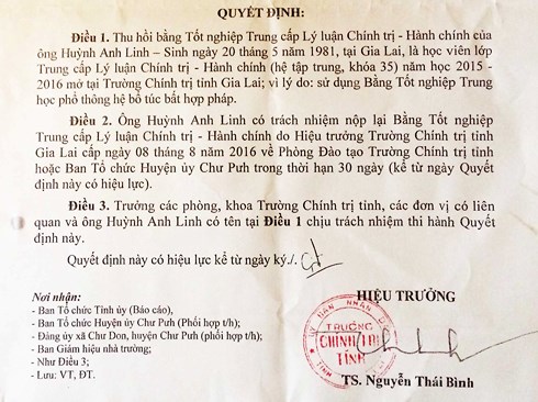 dung bang gia chi huy truong quan su bi thu hoi bang chinh tri