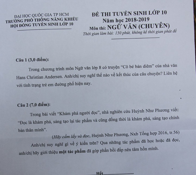 tinh trang tre em duong pho vao de thi chuyen van lop 10