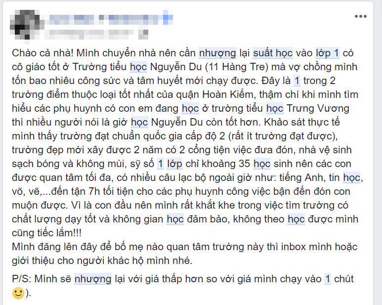 phu huynh ban suat chay truong co giao ra gia 15 trieu dong