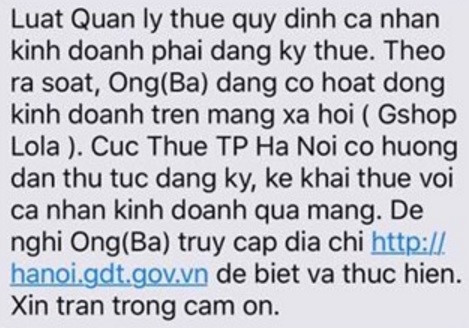 ha noi yeu cau 13422 nguoi kinh doanh tren facebook ke khai thue