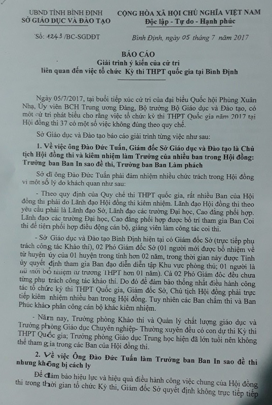 so gddt binh dinh bi to sai pham trong to chuc thi thpt quoc gia
