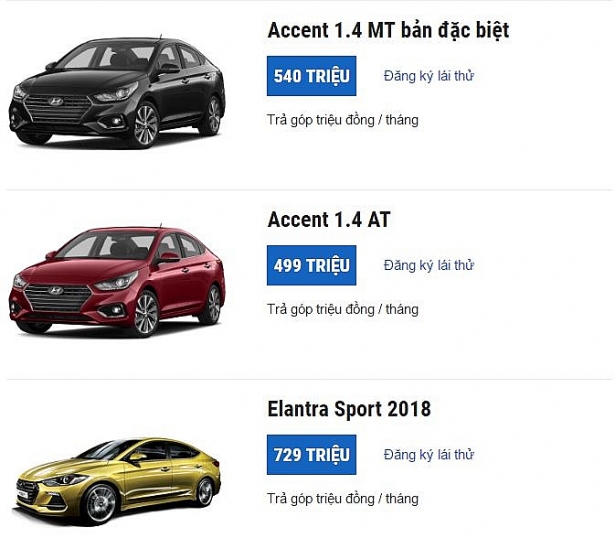 bang gia xe hyundai tren thi truong viet nam thang 52018 tang dong loat 10 trieu dong