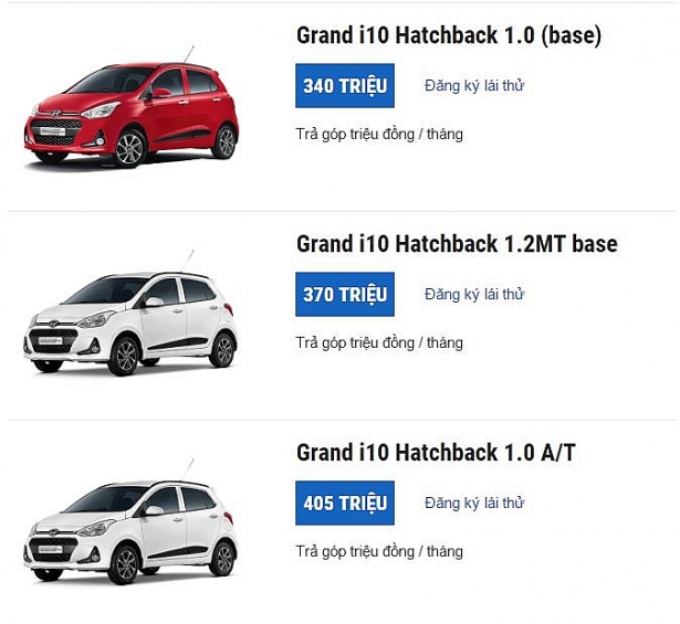 bang gia xe hyundai tren thi truong viet nam thang 52018 tang dong loat 10 trieu dong