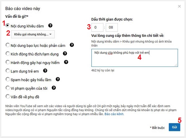huong dan bao cao vi pham youtube ve noi dung nhay cam