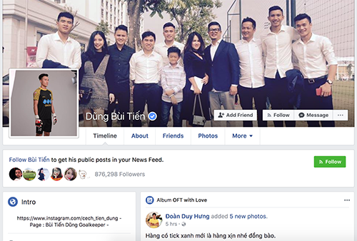 cac cau thu u23 viet nam duoc facebook xac thuc tai khoan