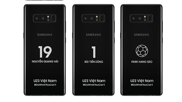 samsung tang galaxy note8 va gear s3 frontier cho cac thanh vien doi tuyen u23 viet nam