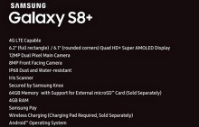 Lộ toàn bộ cấu hình Galaxy S8+: màn Super AMOLED 6,2 inch, camera kép 12MP, camera trước 8MP, 4GB RAM, bảo mật mống mắt
