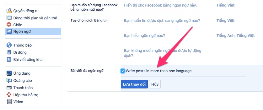 huong dan dang status da ngon ngu tren facebook ca nhan