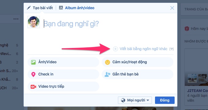 huong dan dang status da ngon ngu tren facebook ca nhan