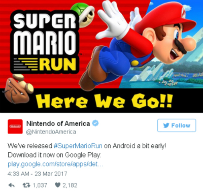 super mario run tren android cho tai ve tu hom nay