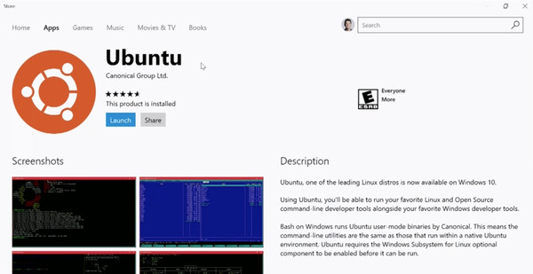 linux se co mat tren windows store