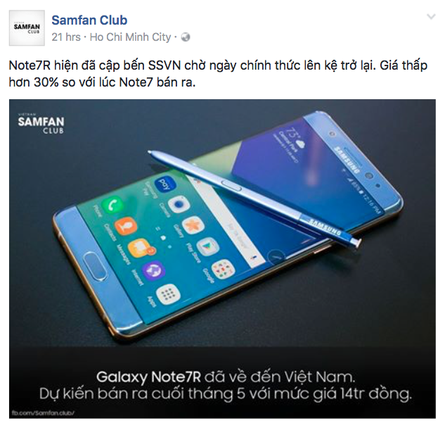nhieu nguon tin cho biet galaxy note7r se ban tai viet nam tu cuoi thang 5 gia khoang 12 14 trieu dong