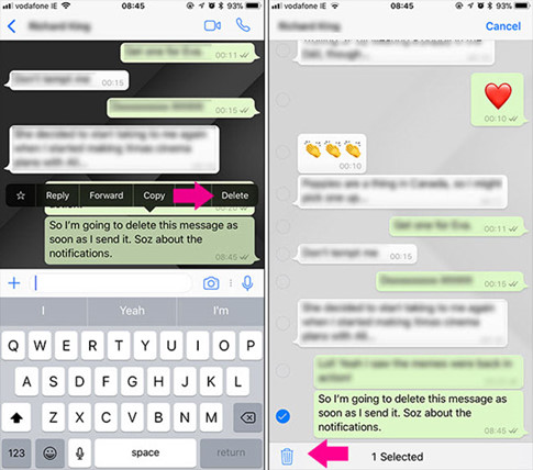 cach xoa tin nhan da gui tren whatsapp