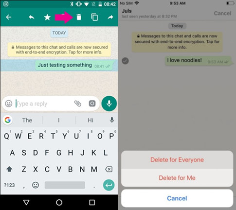 cach xoa tin nhan da gui tren whatsapp