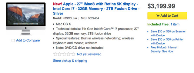 apple imac 5k retina lo cau hinh tren trang best buy gia gan 70 trieu dong