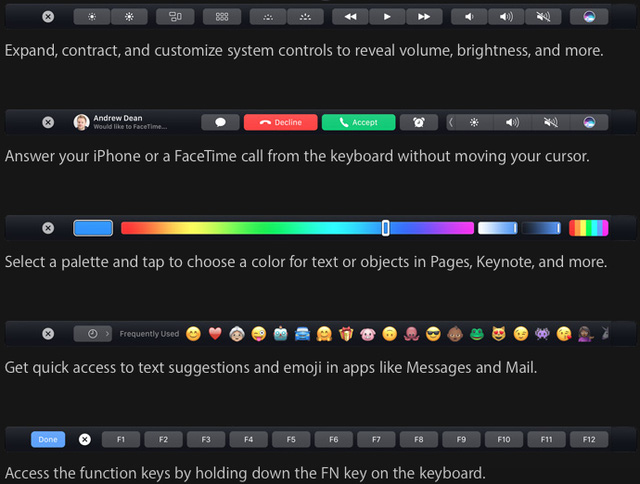 tat ca nhung dieu ban co the lam voi touch bar tren macbook pro moi