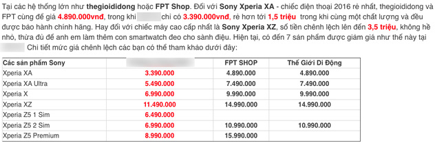 xuat hien thong tin lo hang xperia giam gia 50 gan day thuc chat chi la hang loai b can can trong khi mua