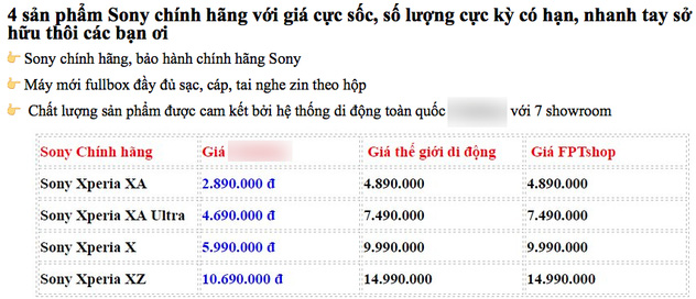 xuat hien thong tin lo hang xperia giam gia 50 gan day thuc chat chi la hang loai b can can trong khi mua