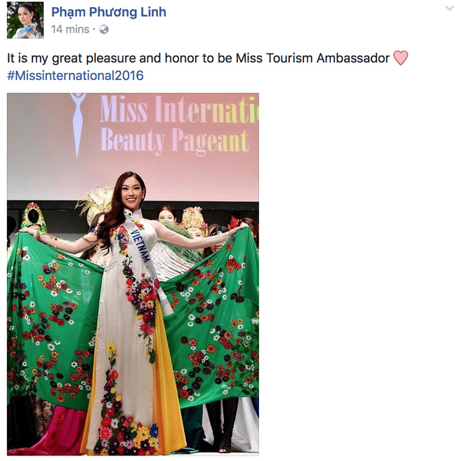 Phương Linh giành danh hiệu tại Hoa hậu Quốc tế 2016 dai dien viet nam phuong linh da gianh danh hieu tai hoa hau quoc te 2016