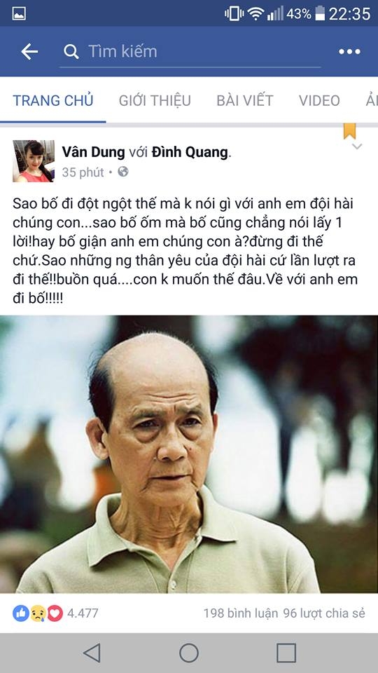 facebook cac nghe si ngap tran loi thuong tiec khi hay tin nsut pham bang qua doi