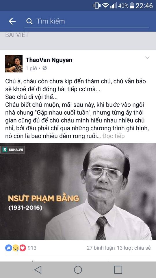 facebook cac nghe si ngap tran loi thuong tiec khi hay tin nsut pham bang qua doi