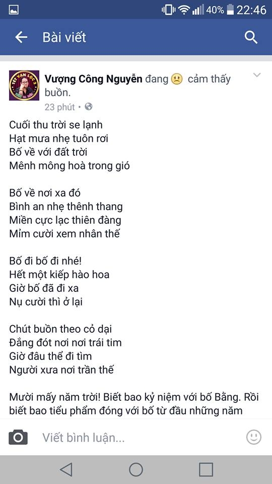 facebook cac nghe si ngap tran loi thuong tiec khi hay tin nsut pham bang qua doi