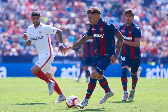 truc tiep sevilla vs vs levante vong 21 la liga mua giai 2018 2019 bam duoi top 4