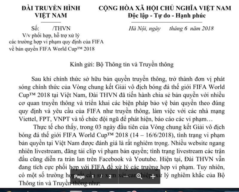 vtv bi vi pham ban quyen world cup co the dung phat song