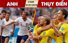 Link xem trực tiếp Thụy Điển vs Anh, tứ kết World Cup 2018
