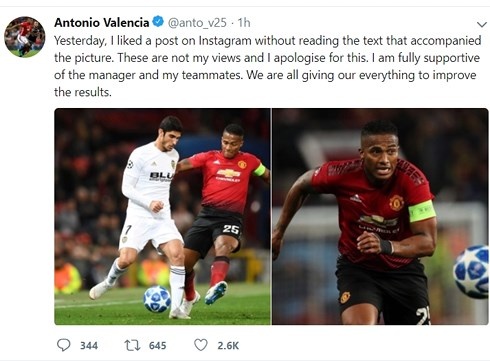 thu quan mu phai xin loi vi thich bai viet keu goi sa thai mourinho