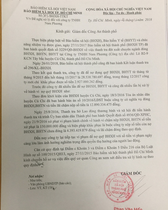 bao hiem xa hoi tp hcm de nghi xu ly hinh su ke no 28 ti dong