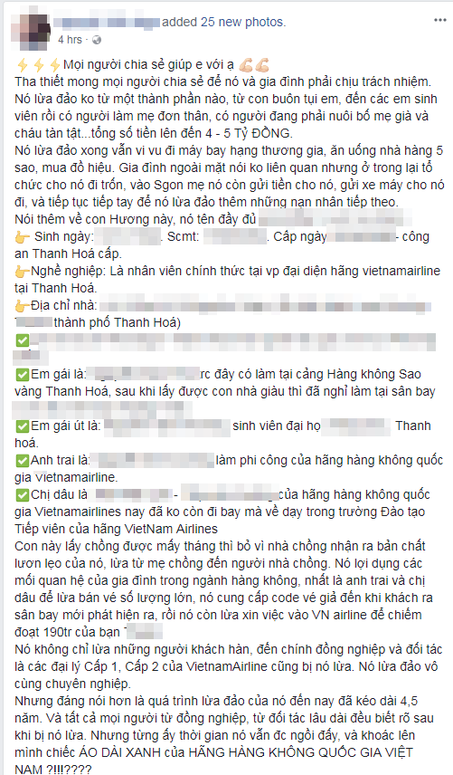 hang loat khach hang to nu nhan vien vietnam airlines lua dao ca ty dong tien ve may bay