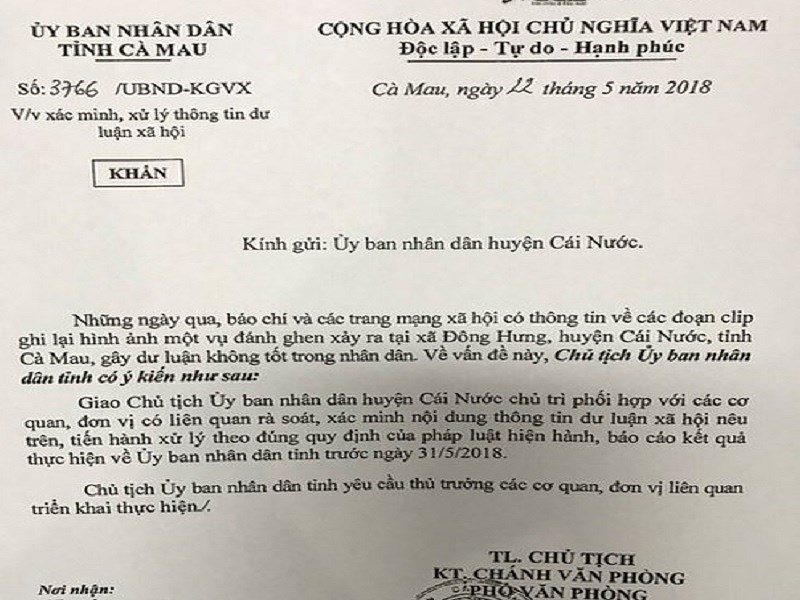 cong an tinh chi dao khoi to vu an danh ghen tai ca mau
