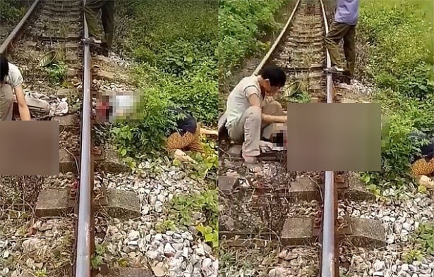 di bo bang qua duong sat nguoi dan ong bi tau hoa can chet