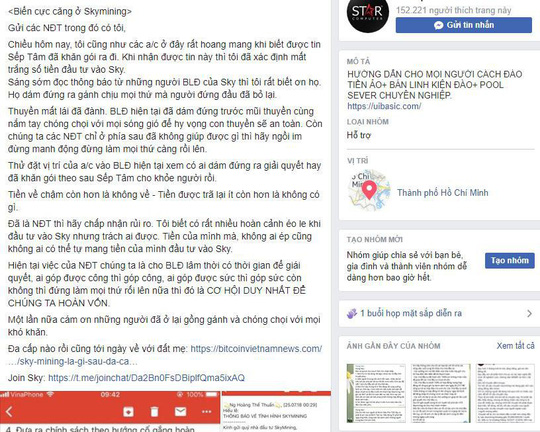 cong dong tien ao hoang mang vi thong tin tong giam doc sky mining bien mat