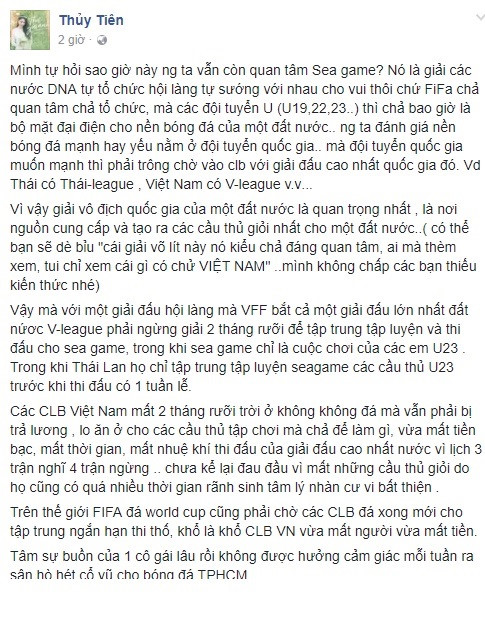 thuy tien sea games chi la giai dau hoi lang sao phai quan tam