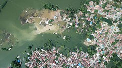 Toàn cảnh vùng trũng ngập huyện Chương Mỹ nhìn từ trên cao
