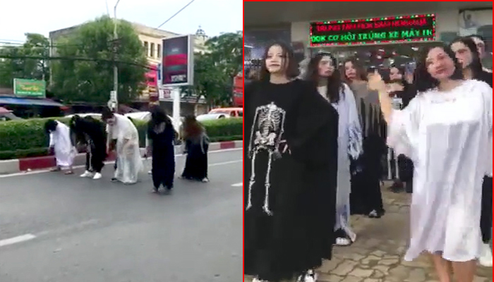 Xử phạt nhóm người hóa trang ma quỷ nhảy nhót ở quốc lộ xu phat nhom nguoi hoa trang ma quy nhay nhot o quoc lo