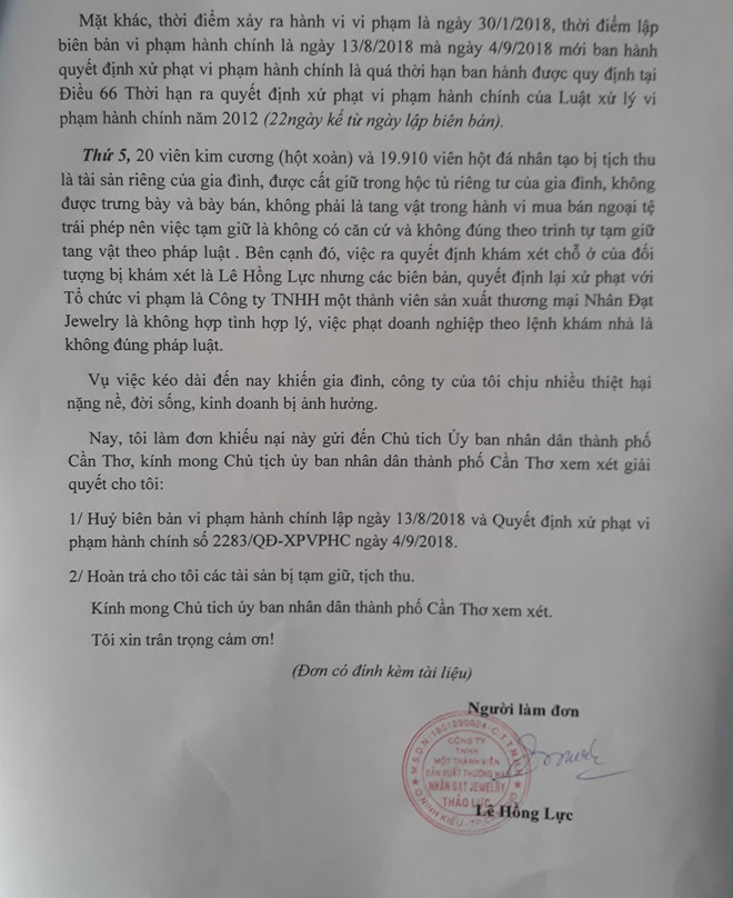 chu tiem vang thao luc khieu nai doi 20 vien kim cuong bi tich thu