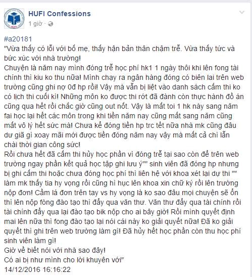 hang tram sinh vien bi dinh chi thi vi chua dong hoc phi