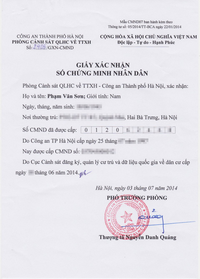 bo cong an giai dap thac mac ve thay doi ngay sinh xac nhan so cmnd