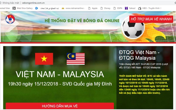 xuat hien website gia mao ban ve tran chung ket aff cup 2018 viet nam malaysia