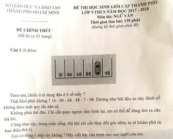 de thi hoc sinh gioi mon ngu van co cau hoi toan hoc