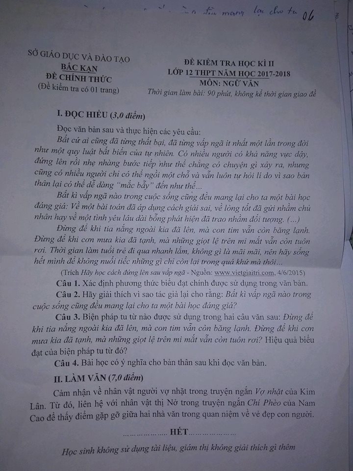 goi y giai de thi thu thpt quoc gia 2018 mon ngu van so gddt bac kan