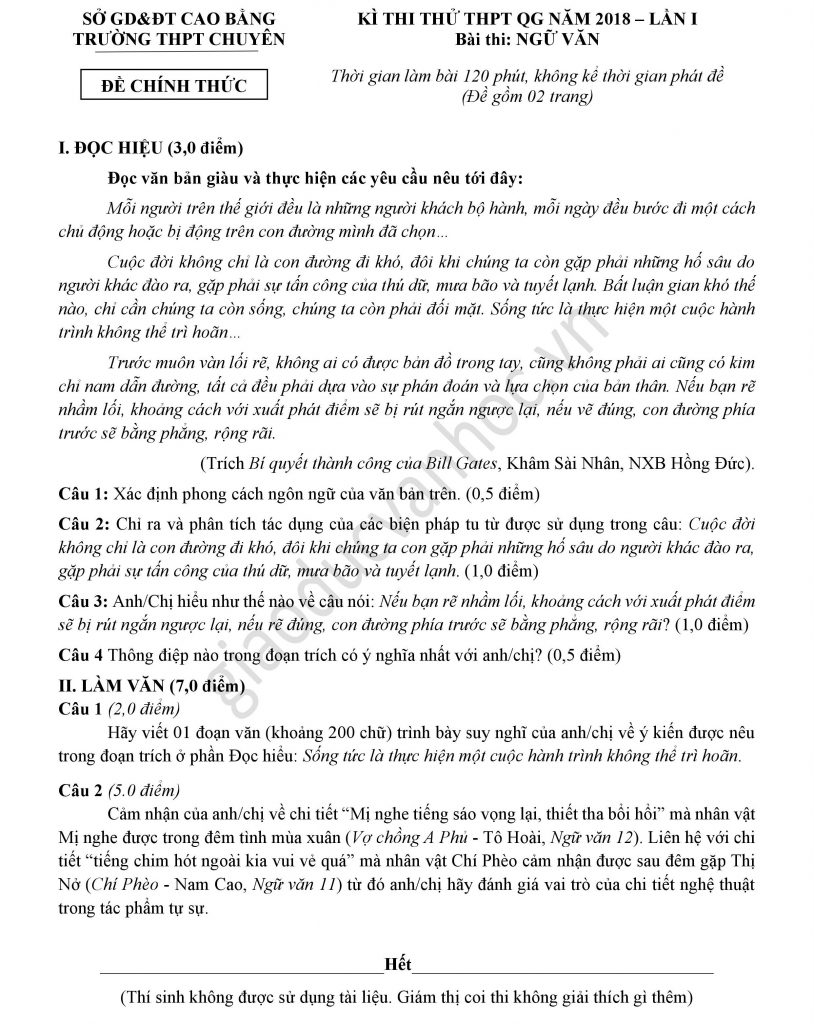 goi y giai chi tiet de thi thu lan 1 mon ngu van so gddt cao bang